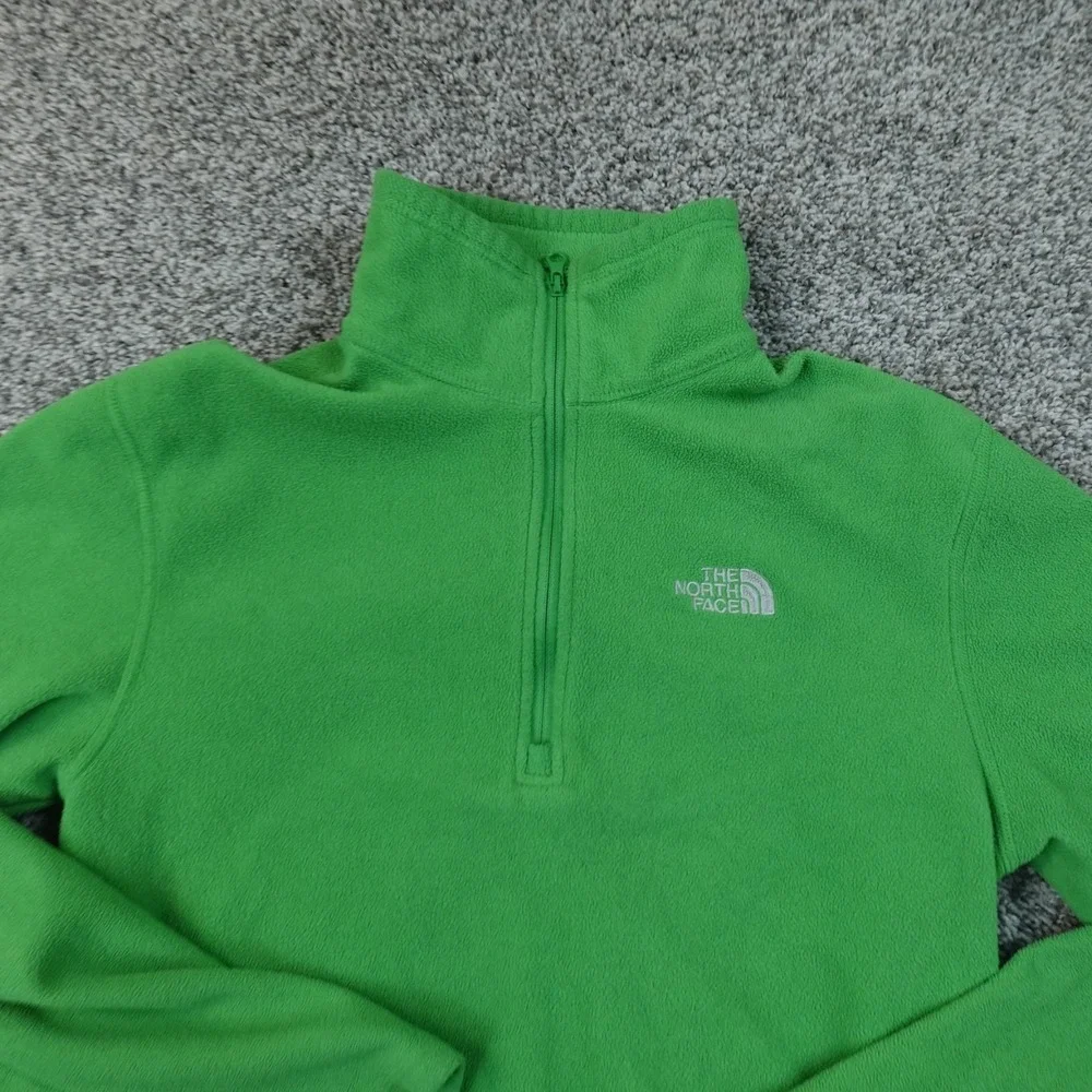 The North Face Sweater Mens S Green Fleece 1/4 Zip Pullover Outdoor Hiking Top